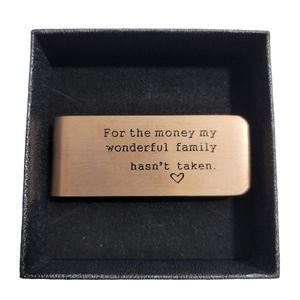 Gold Colored Money Clip With Saying